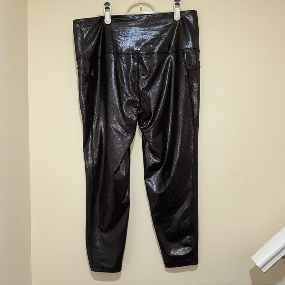 Women’s GapFit Sky High Rise Power Sine Black Shiney Leggings w Pockets Size XL - Picture 6 of 16